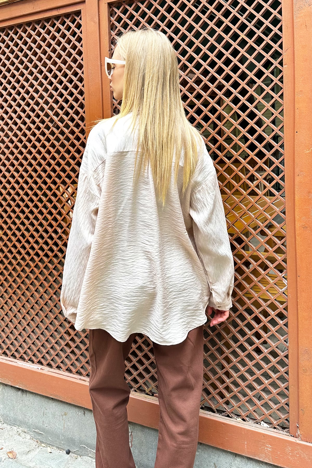 Oversize Aeorbin Gömlek - Bej