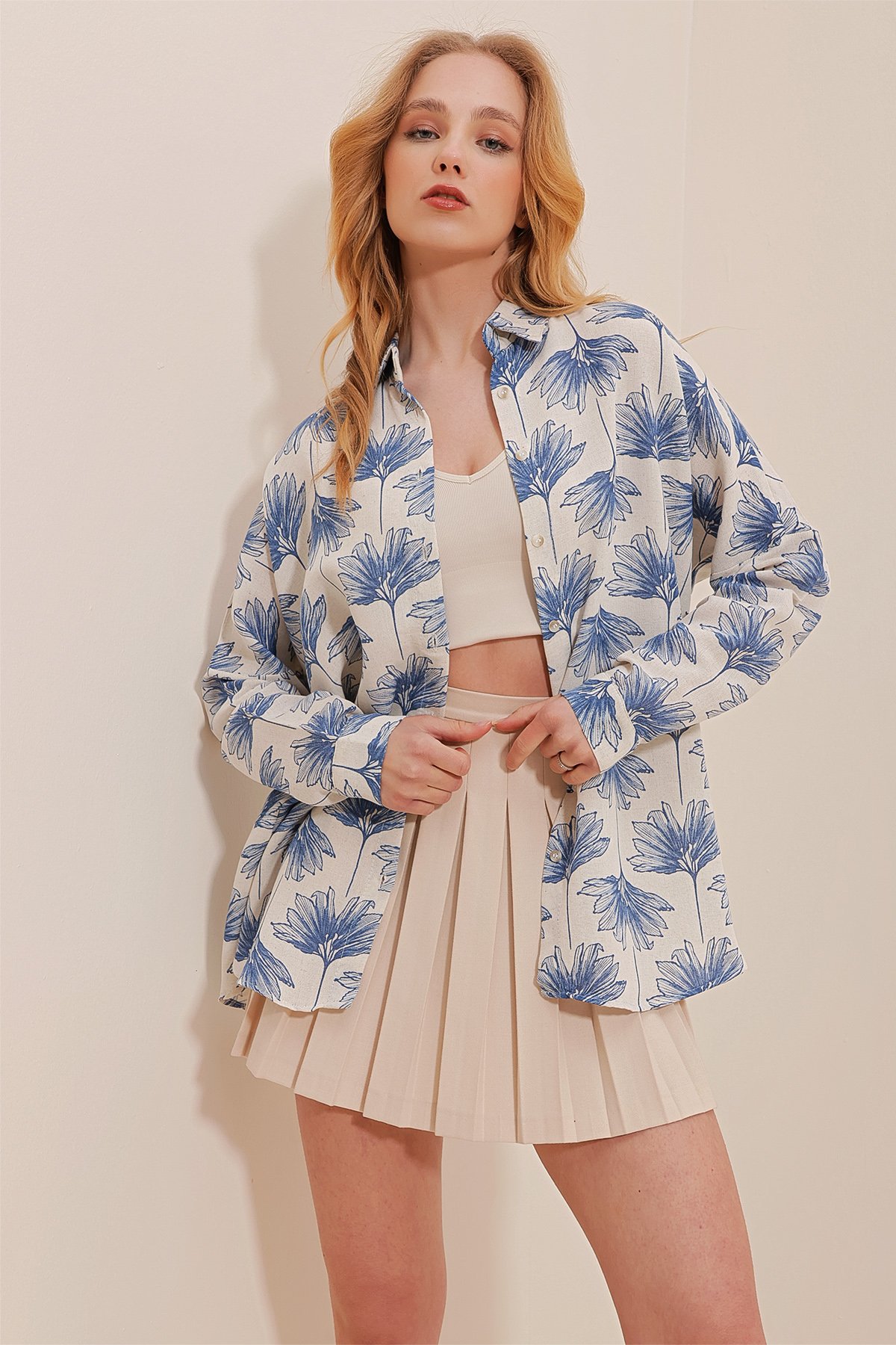 Oversize Keten Gömlek - SAKS