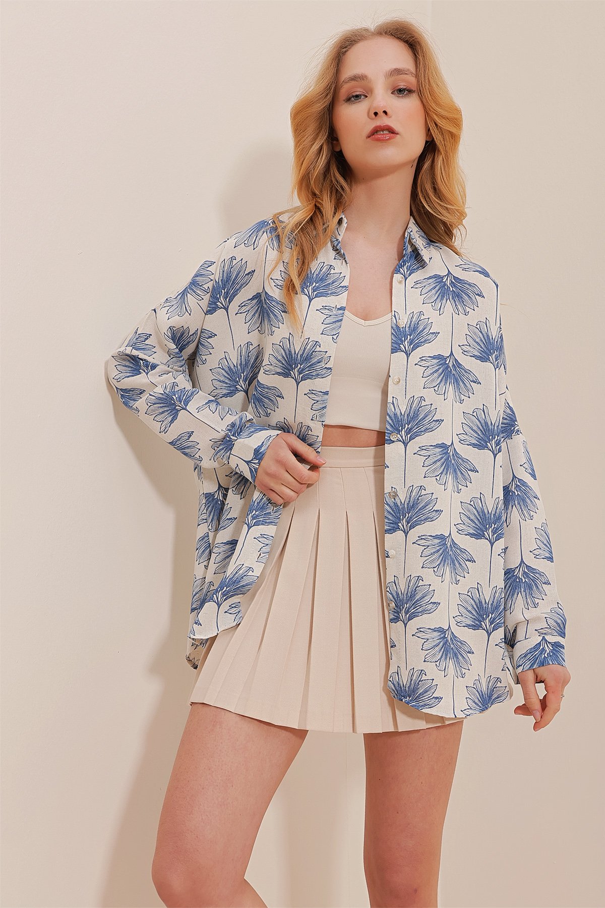 Oversize Keten Gömlek - SAKS