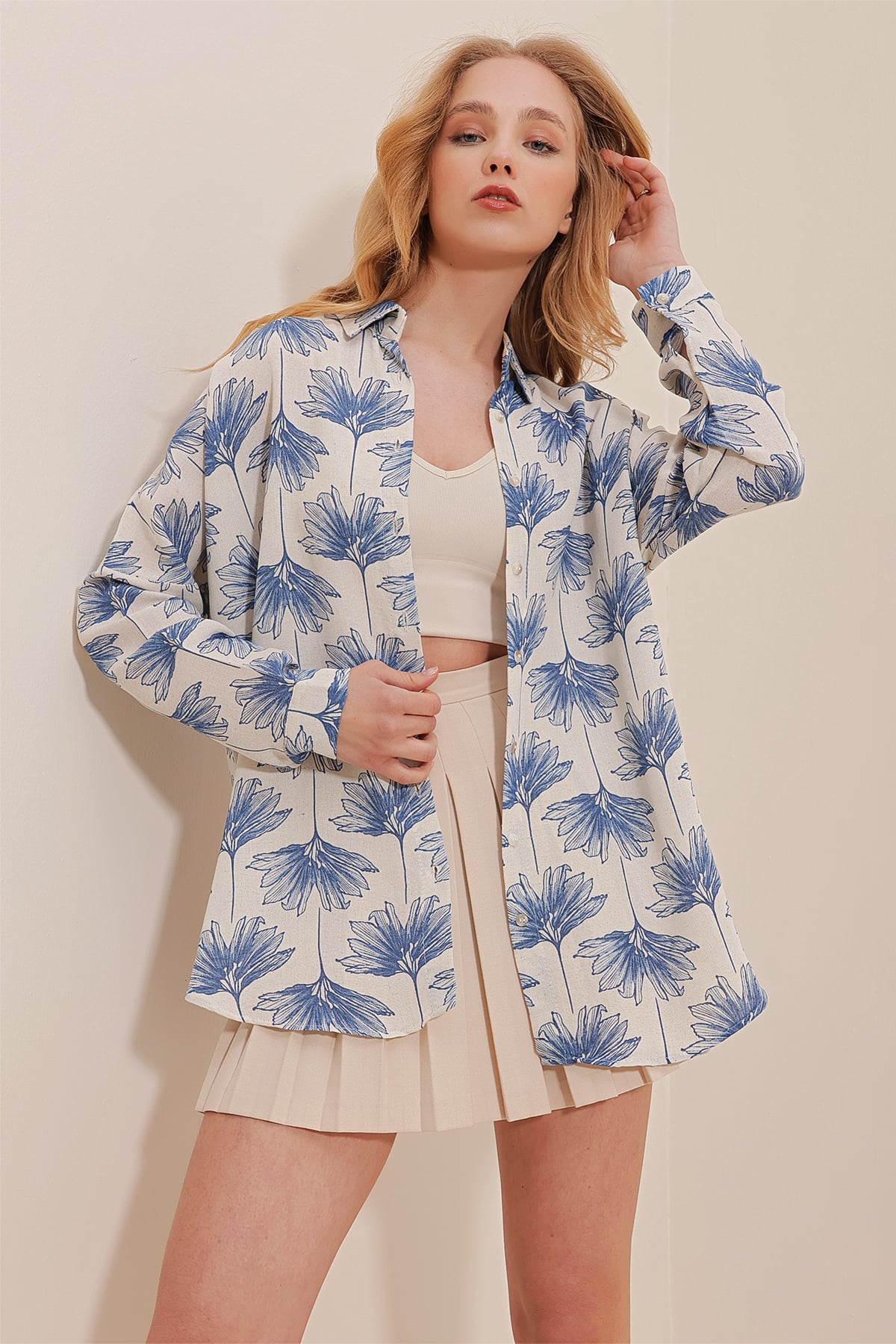 Oversize Keten Gömlek - SAKS