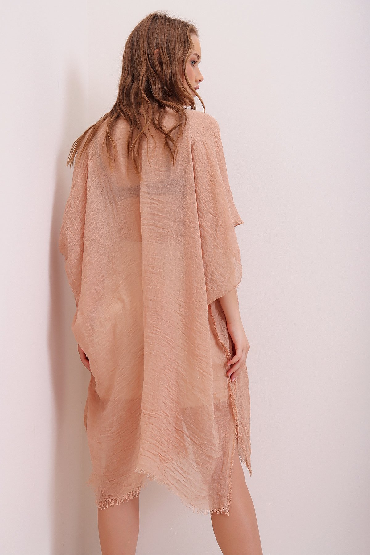 Oversize Pamuklu Kimono - Bisküvi