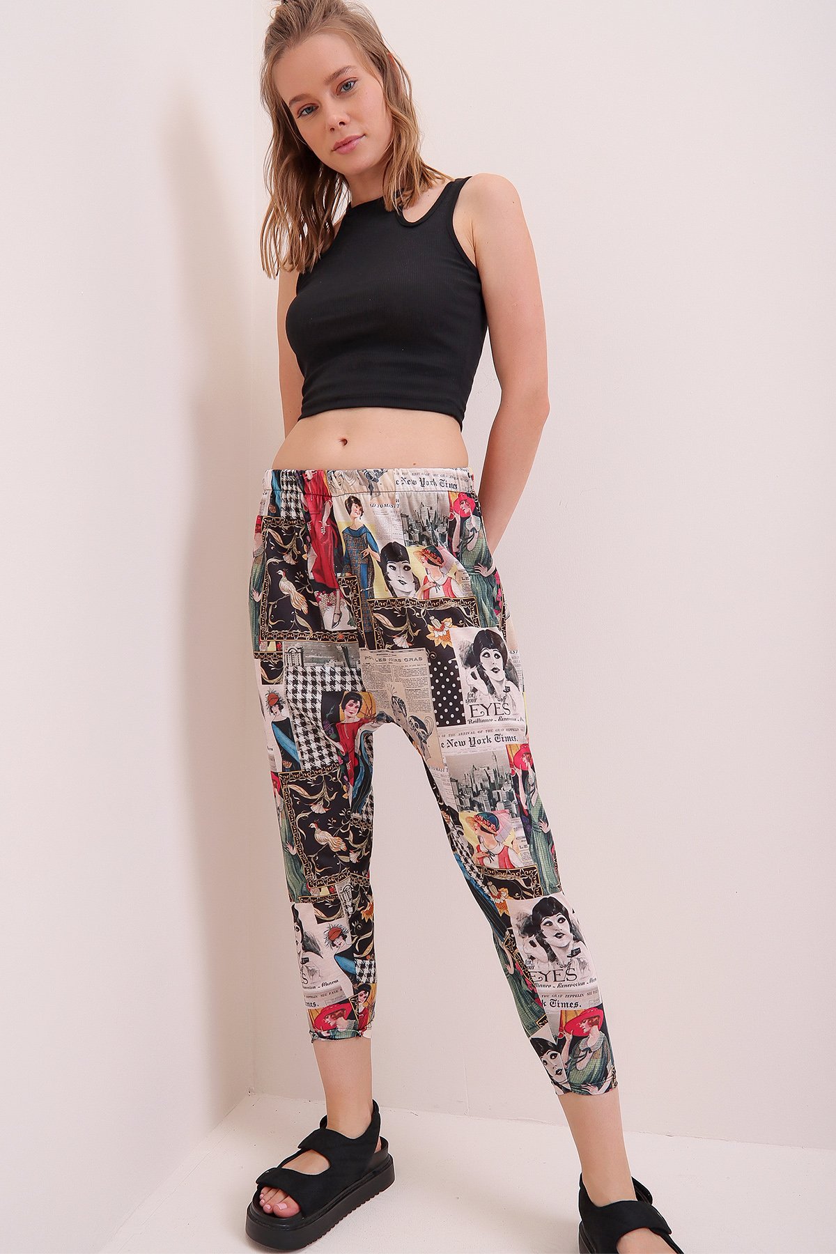 Patchwork Desenli Şalvar Pantolon - Mix