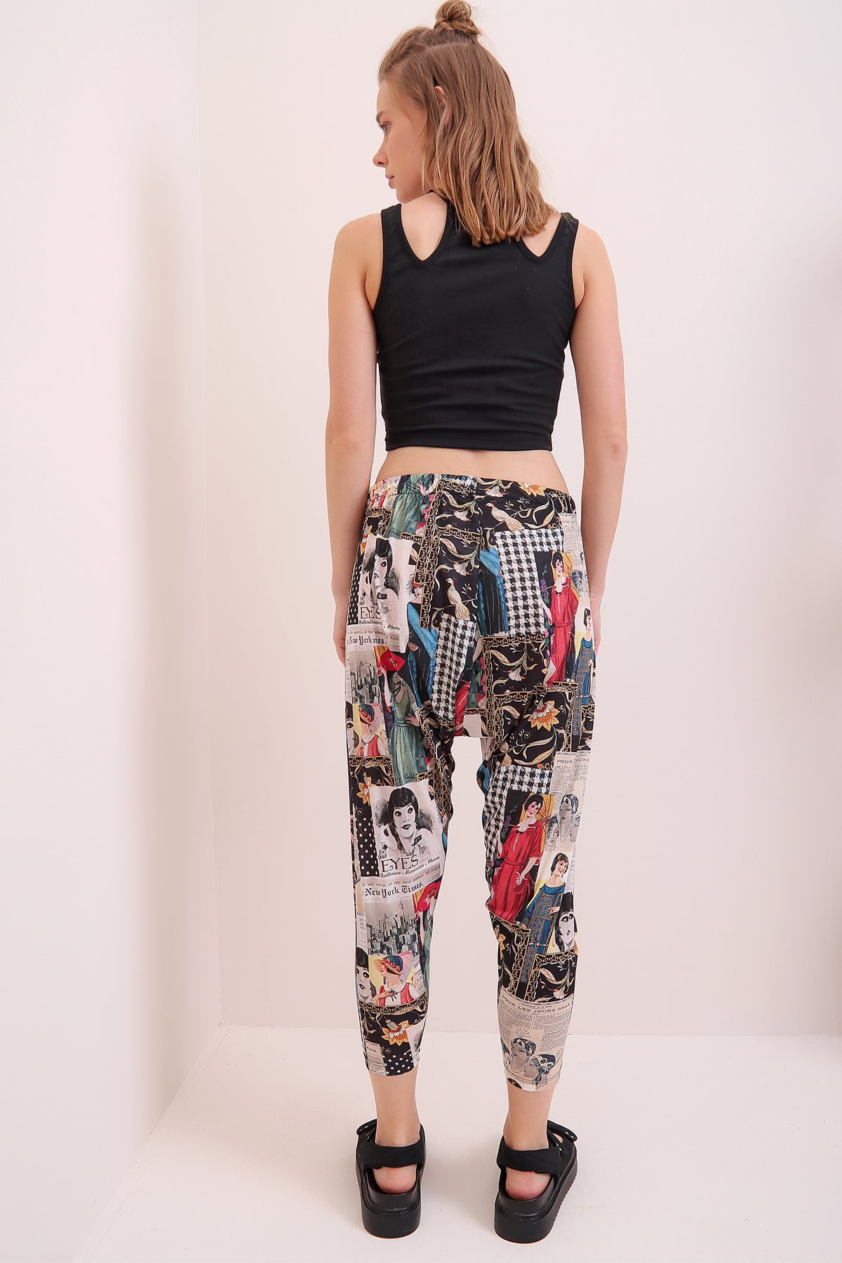 Patchwork Desenli Şalvar Pantolon - Mix