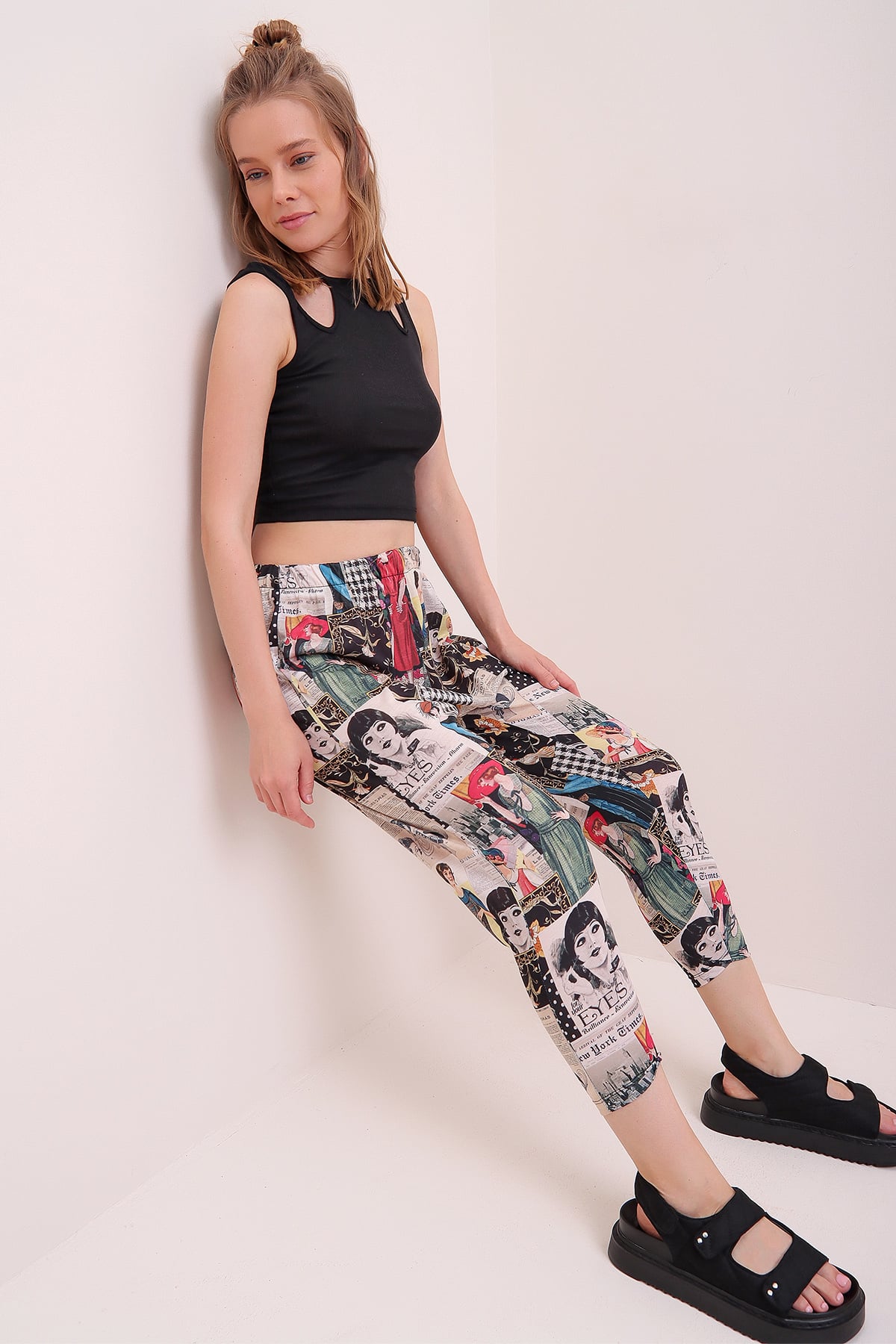 Patchwork Desenli Şalvar Pantolon - Mix