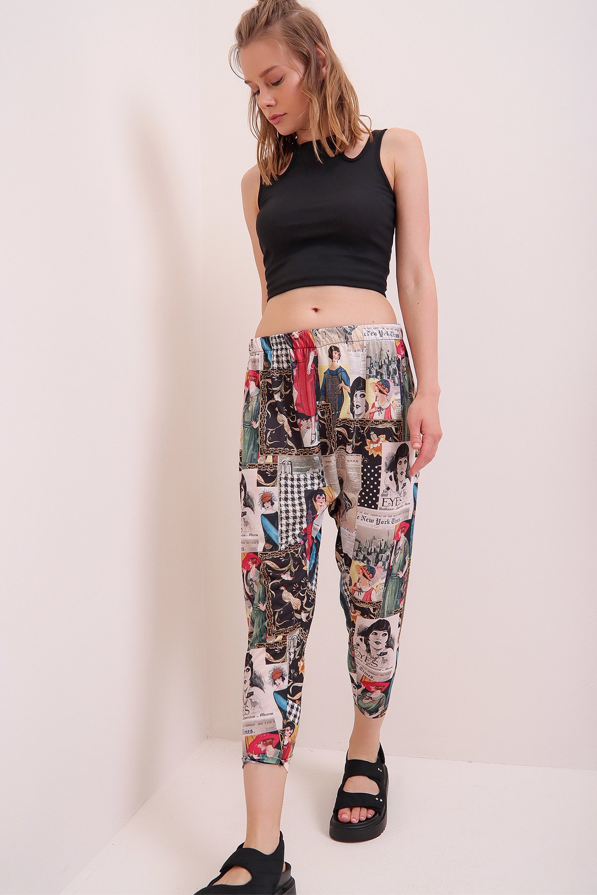 Patchwork Desenli Şalvar Pantolon - Mix