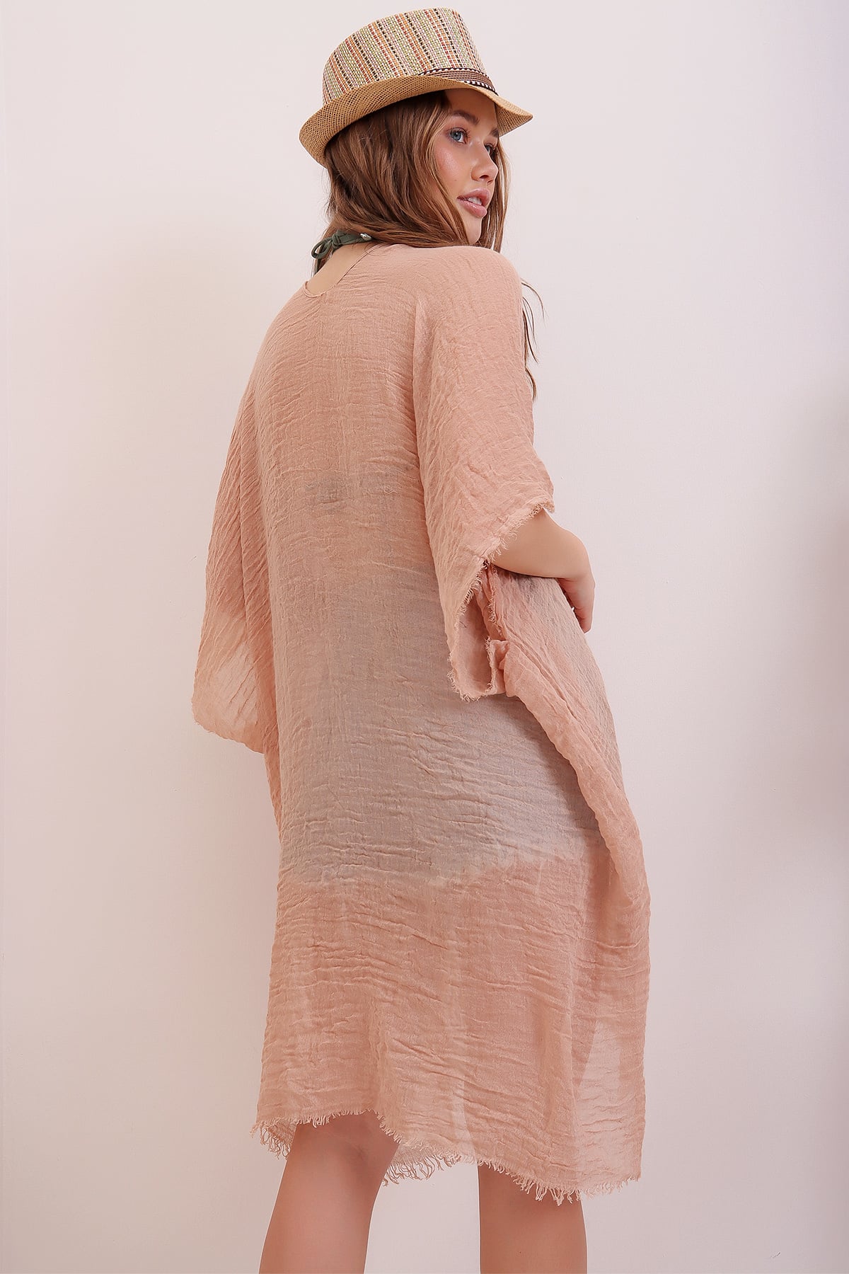 Püskül Detaylı Kimono - Pudra