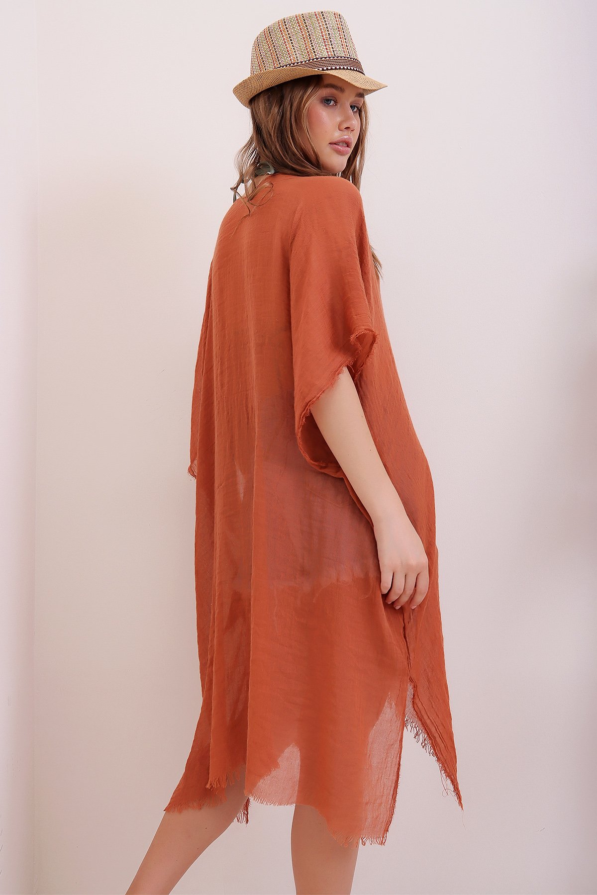 Püskül Detaylı Kimono - Tarçın