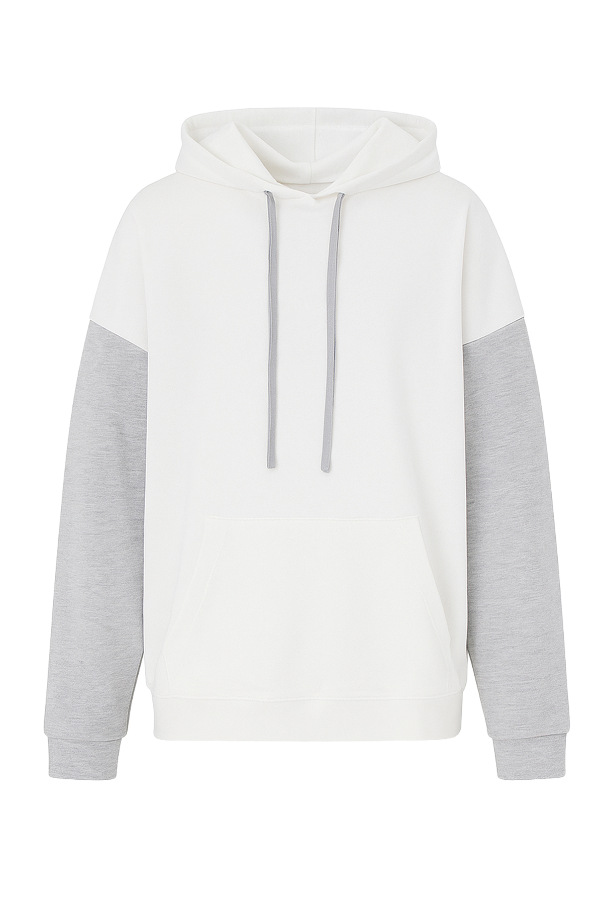 Renk Bloklu Oversıze Kapüşonlu Sweatshirt - Ekru