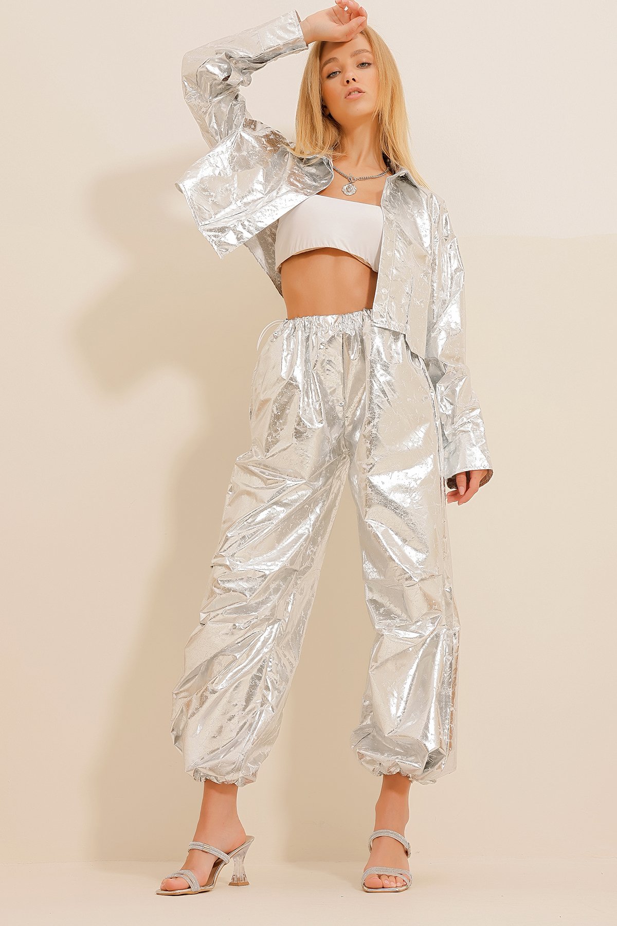 Varak Pantolon - Gümüş