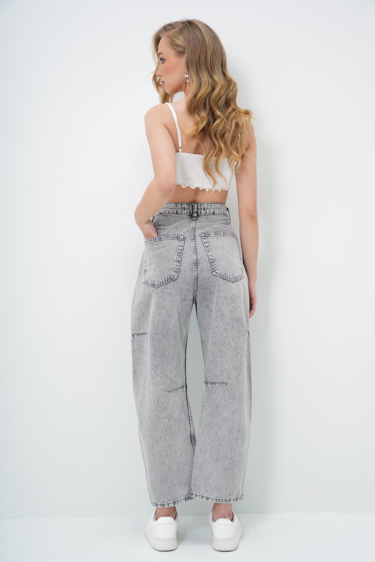 YÜKSEK BEL BAGGY BALLOON JEAN - GRİ