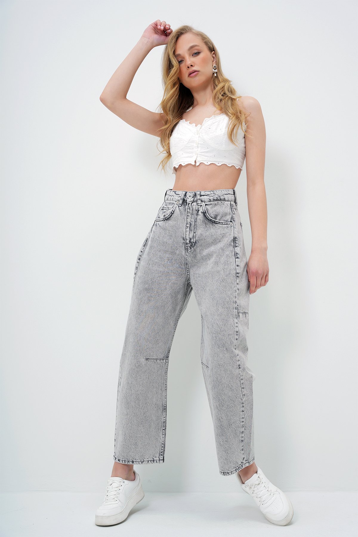 YÜKSEK BEL BAGGY BALLOON JEAN - GRİ