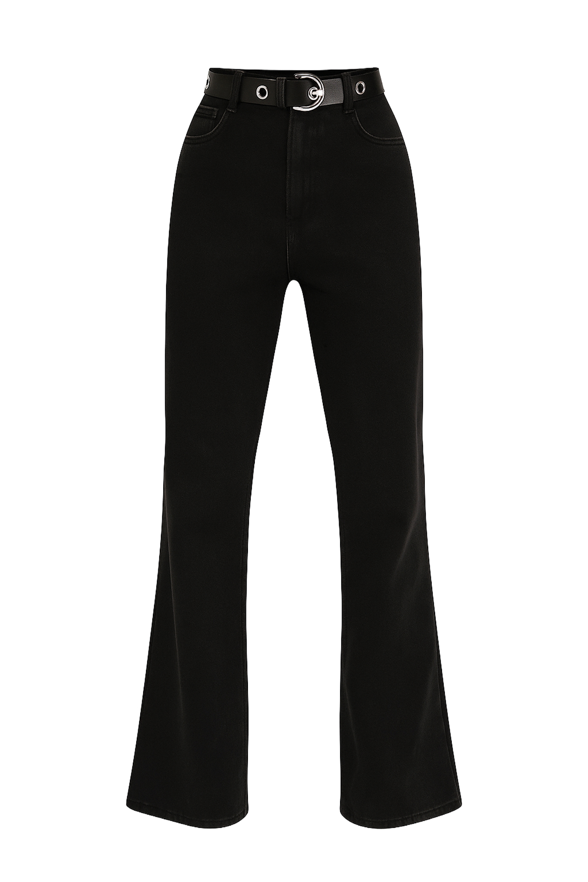 Yüksek Bel Bol Kesim Denim Pantolon - Siyah