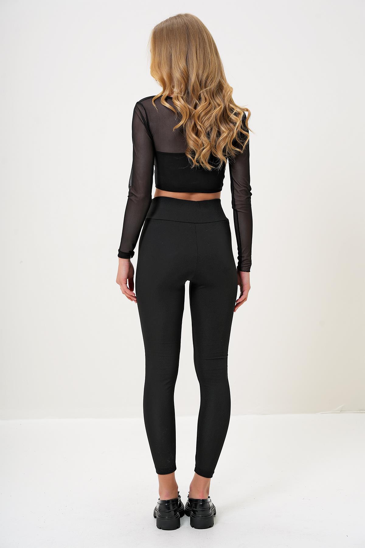 YÜKSEK BEL TOPARLAYICI TAYT - SİYAH