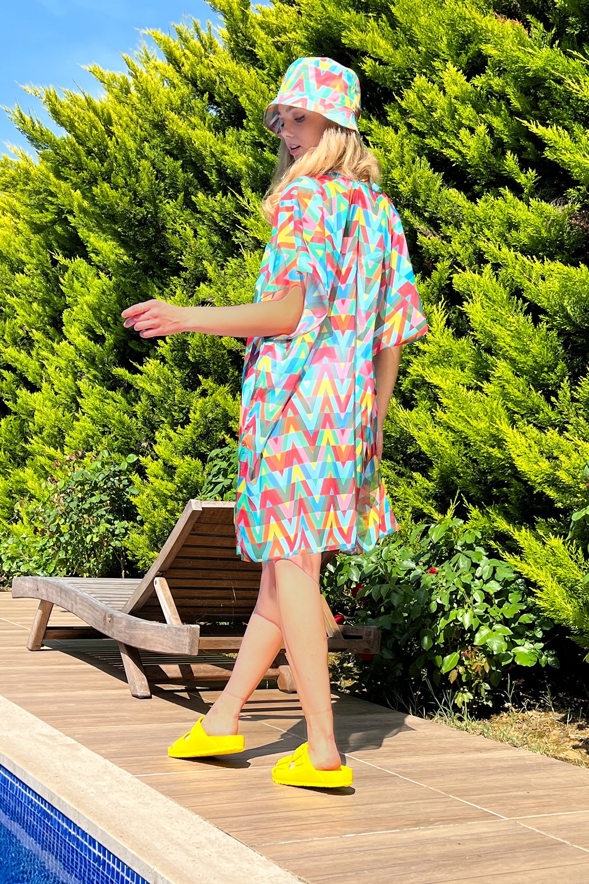 Zigzag Desenli Dokuma Pareo - Mint