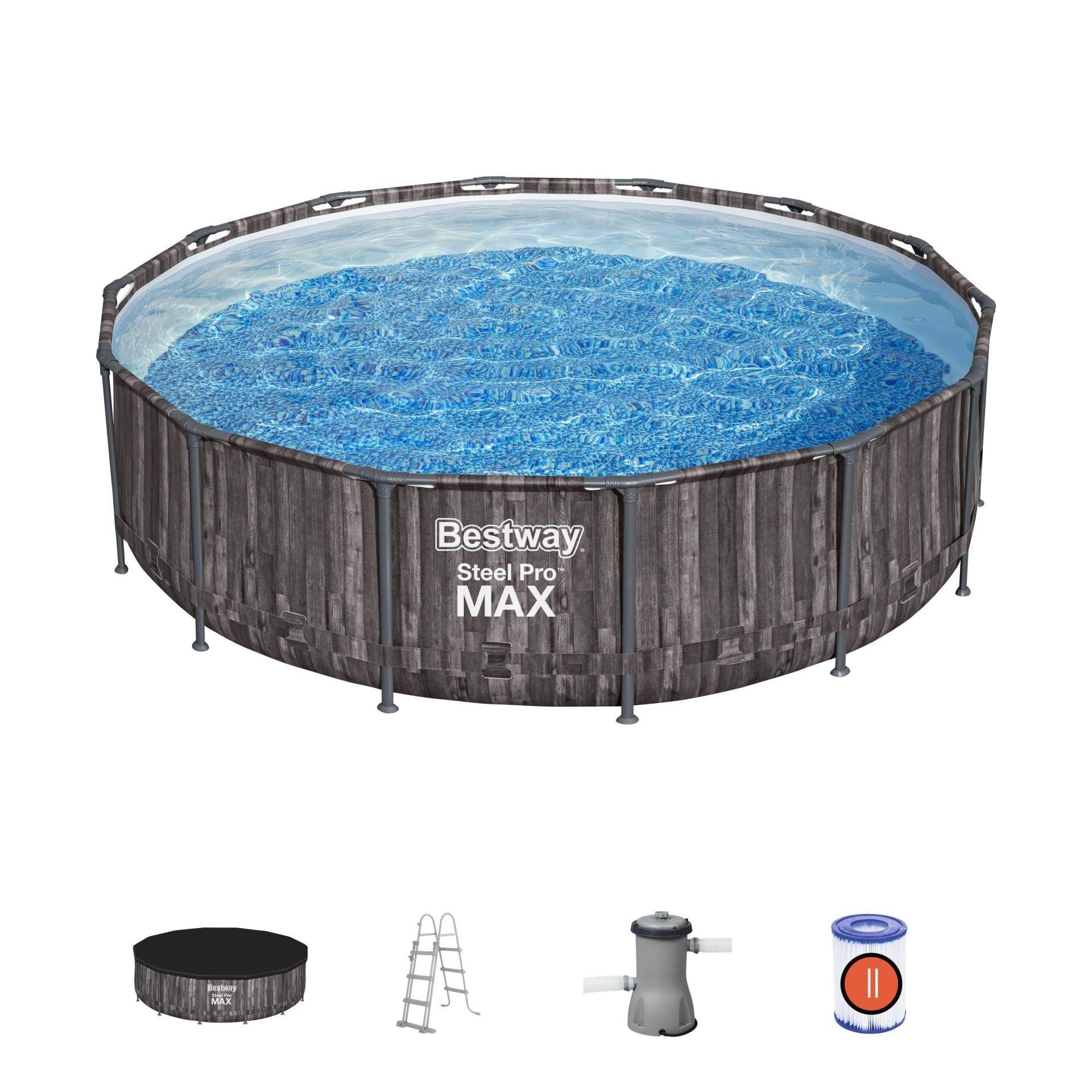 Bestway® 5614Z Steel Pro MAX™ Prefabrik Yer Üstü Çember Havuz Seti 4,27 m x 1,07 m