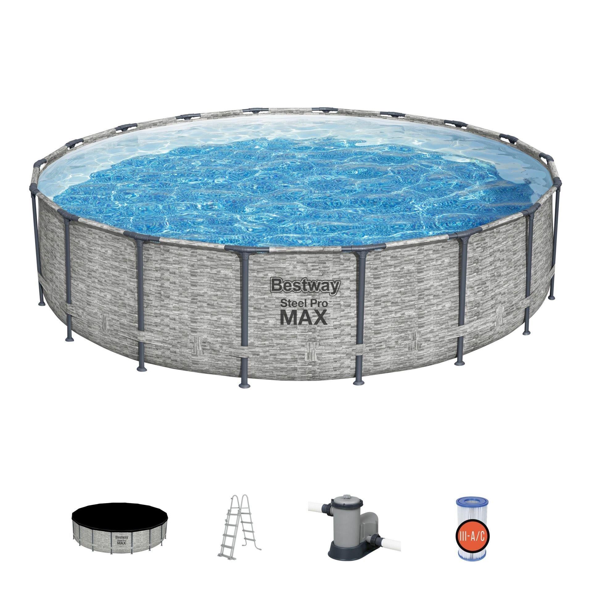 Bestway® 5618Y Steel Pro MAX™ Prefabrik Yer Üstü Çember Havuz Seti 5,49 m x 1,22 m