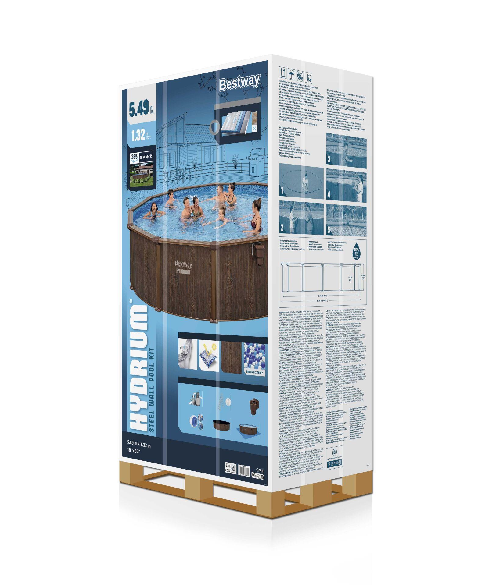 Bestway® 561CS Hydrium™ Çelik Duvarlı Yerüstü Havuz Seti 5,49 m x 1,32 m