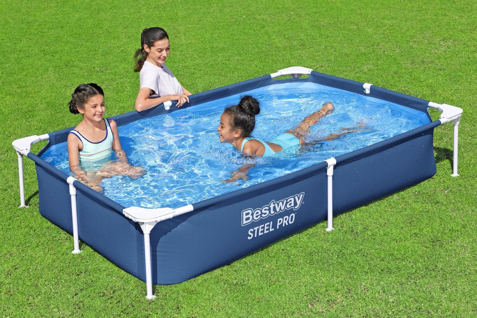 Bestway® 56401 Steel Pro™ Yer Üstü Prefabrik Dikdörtgen Havuz 2,21 m x 1,50 m x 43 cm