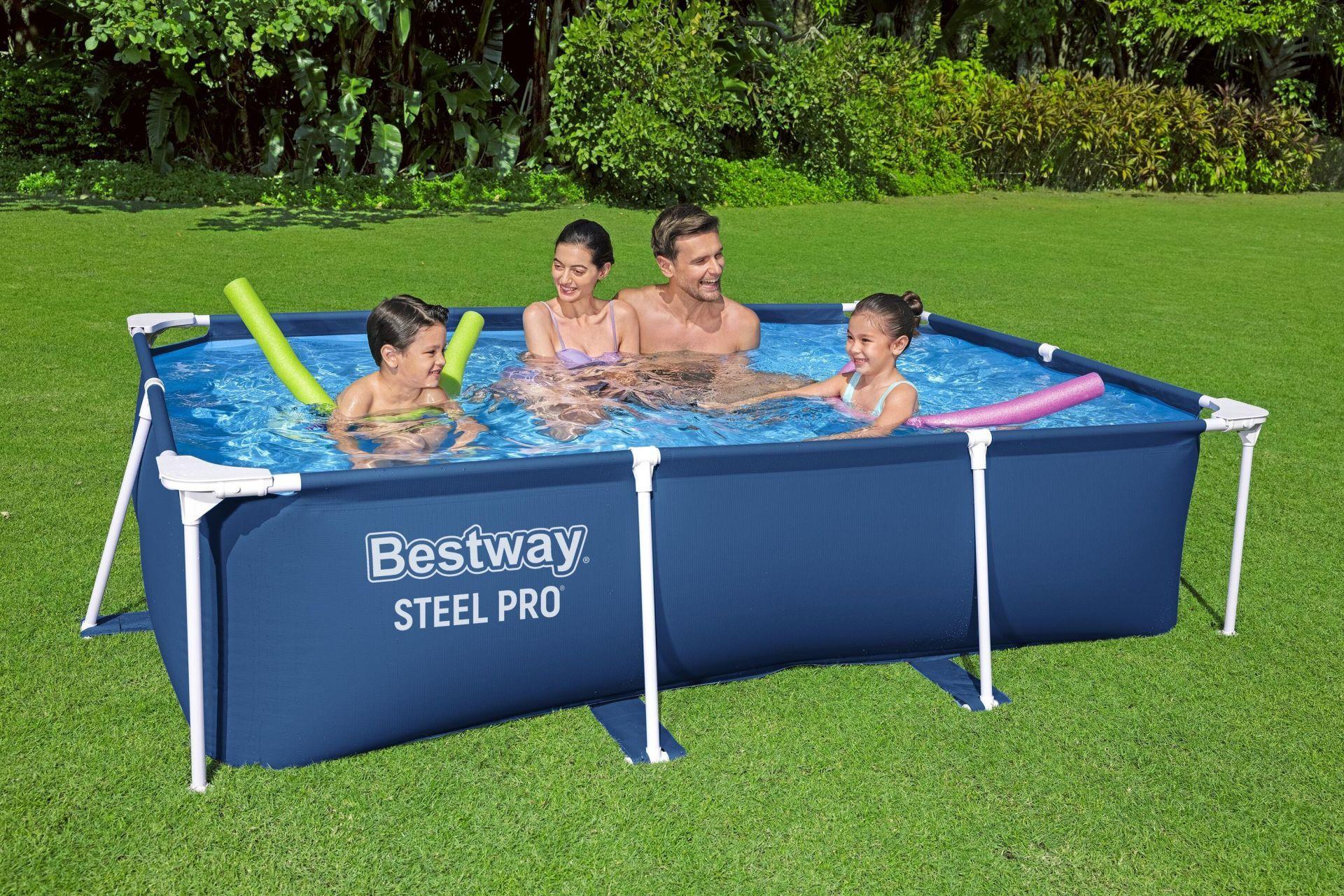 Bestway® 56403 Steel Pro® Dikdörtgen Yerüstü Prefabrik Havuz 2,59 m x 1,70 m x 61 cm