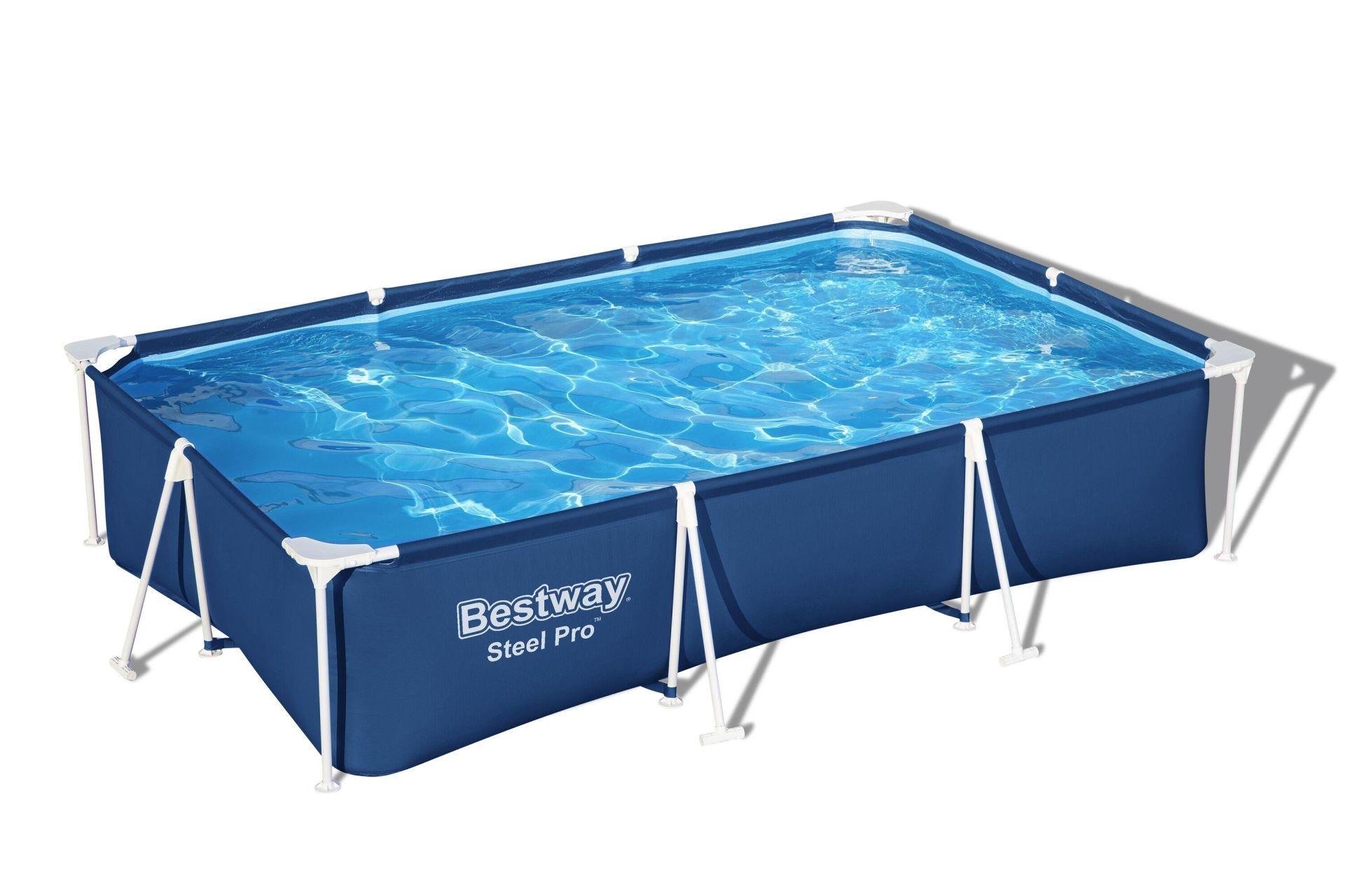 Bestway® 56404 Steel Pro® Dikdörtgen Yerüstü Prefabrik Havuz 3,00 m x 2,01 m x 66
