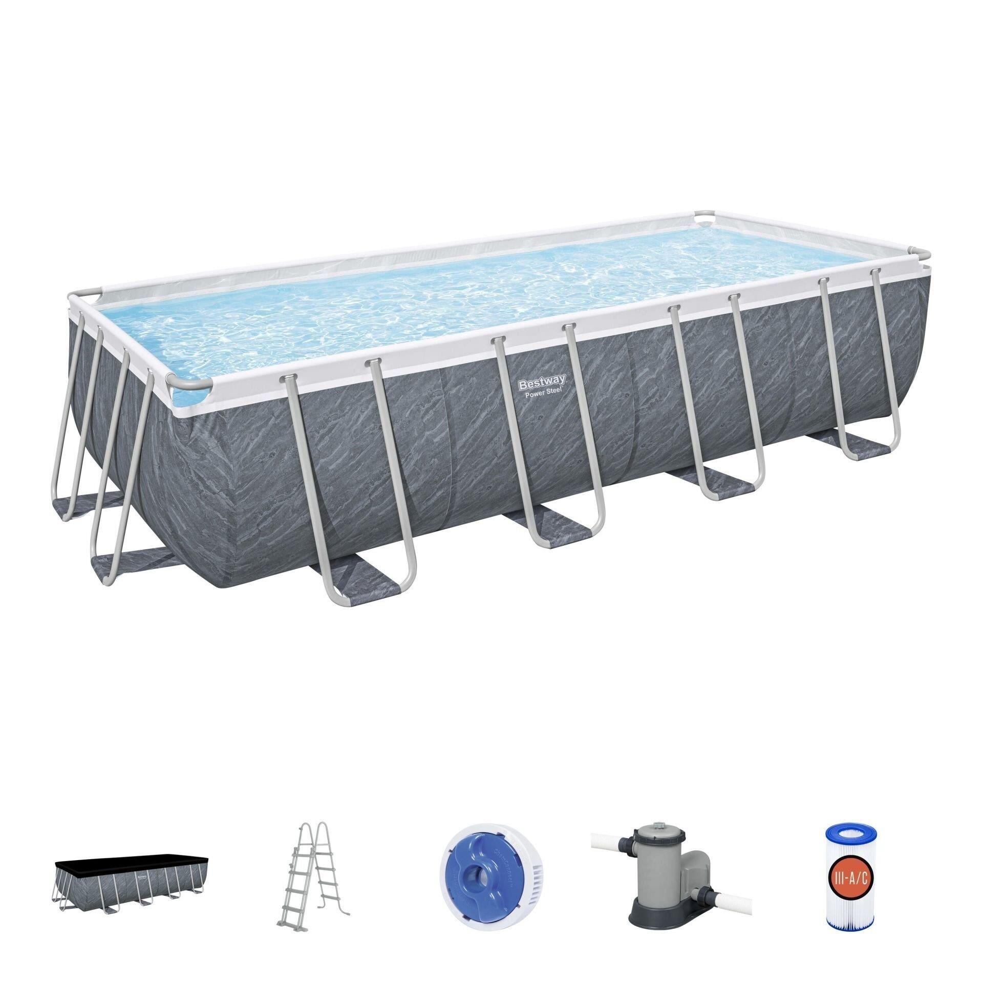Bestway® 56998 Power Steel™ Prefabrik Yer Üstü Havuz Seti 5,49 m x 2,74 m x 1,22 m