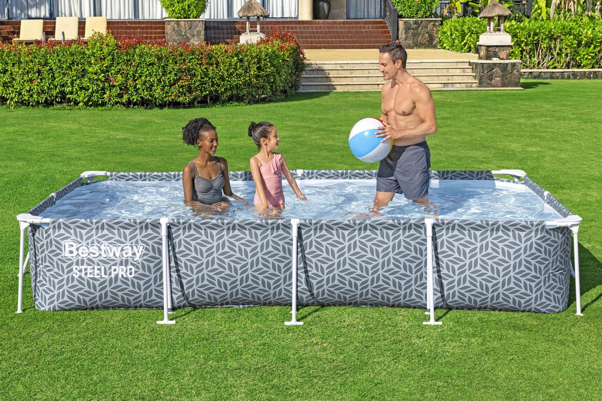 Bestway® Steel Pro® Dikdörtgen Prefabrik Yer Üstü Havuz Seti 3,66 m x 2,01 m x 66 cm