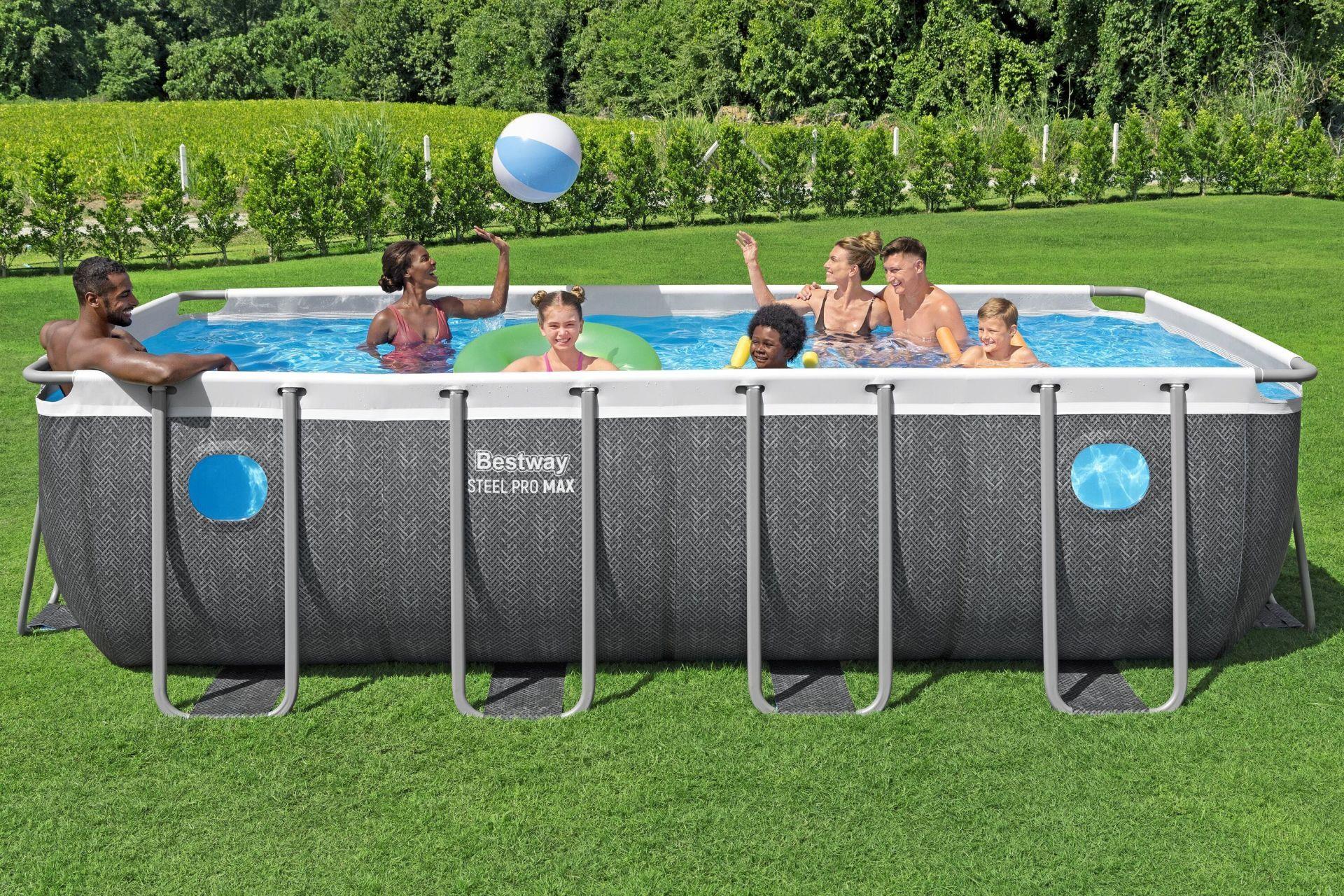 Bestway® Steel Pro MAX™ Splashview™ 561MB Dikdörtgen Yerüstü Havuz Seti 4,88 m x 2,44 m x 1,22 m