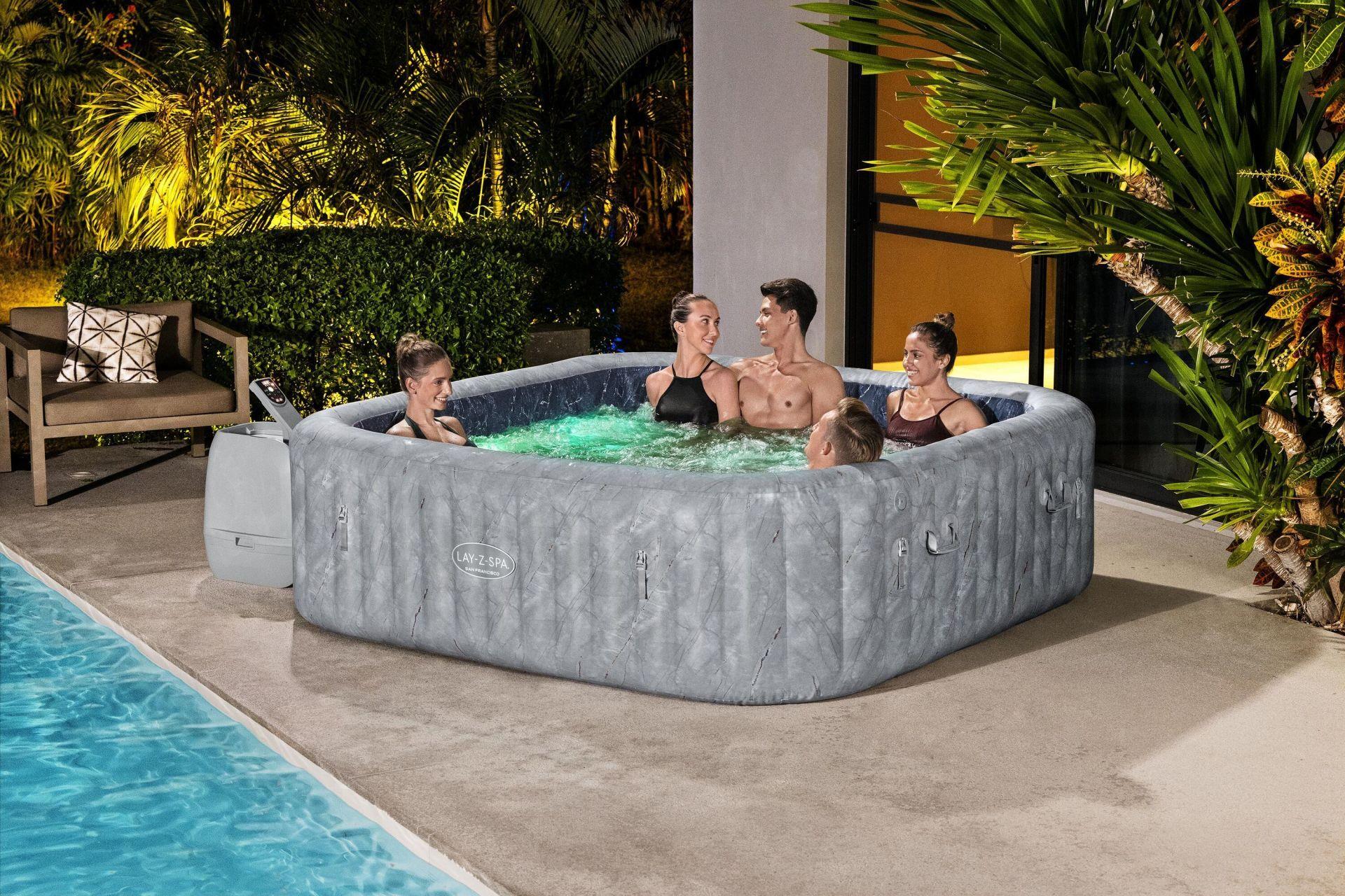 Lay-Z-Spa® 6001Q San Francisco Smart HydroJet Pro™ Enerji Tasarruflu Şişme Spa Havuzu, Mobil Uygulama Kontrollü, 5-7 kişilik