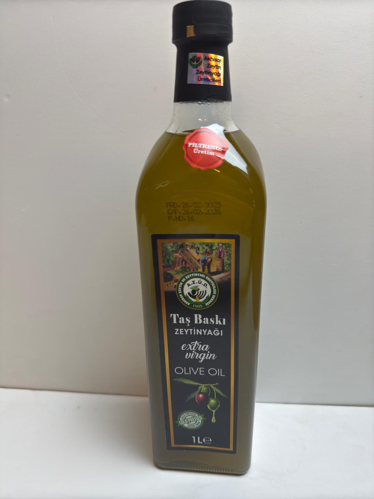 Akhisar Soğuk Sıkım Taş Baskı Zeytinyağı 1 Litre