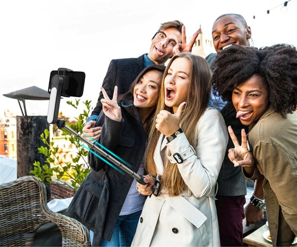  Android iOS Akıllı Telefon için LED Işık Tripod Teleskopik Çubuk El Gimbal Sabitleyici ile L09 Kablosuz Bluetooth Selfie Stick