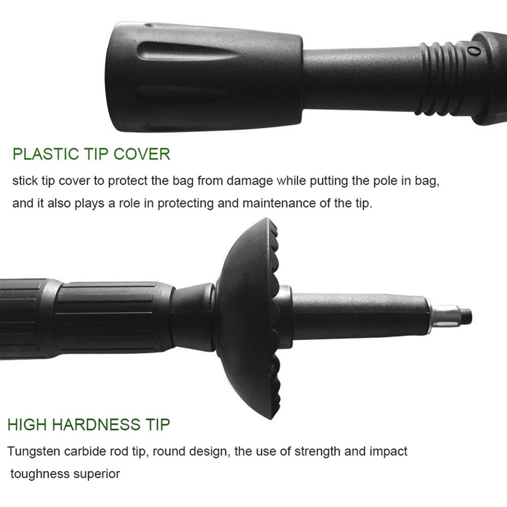  Hiker Trekking Direkleri Teleskopik Uçak Alüminyum Alpenstock T Kolu 24-54 inç Siyah