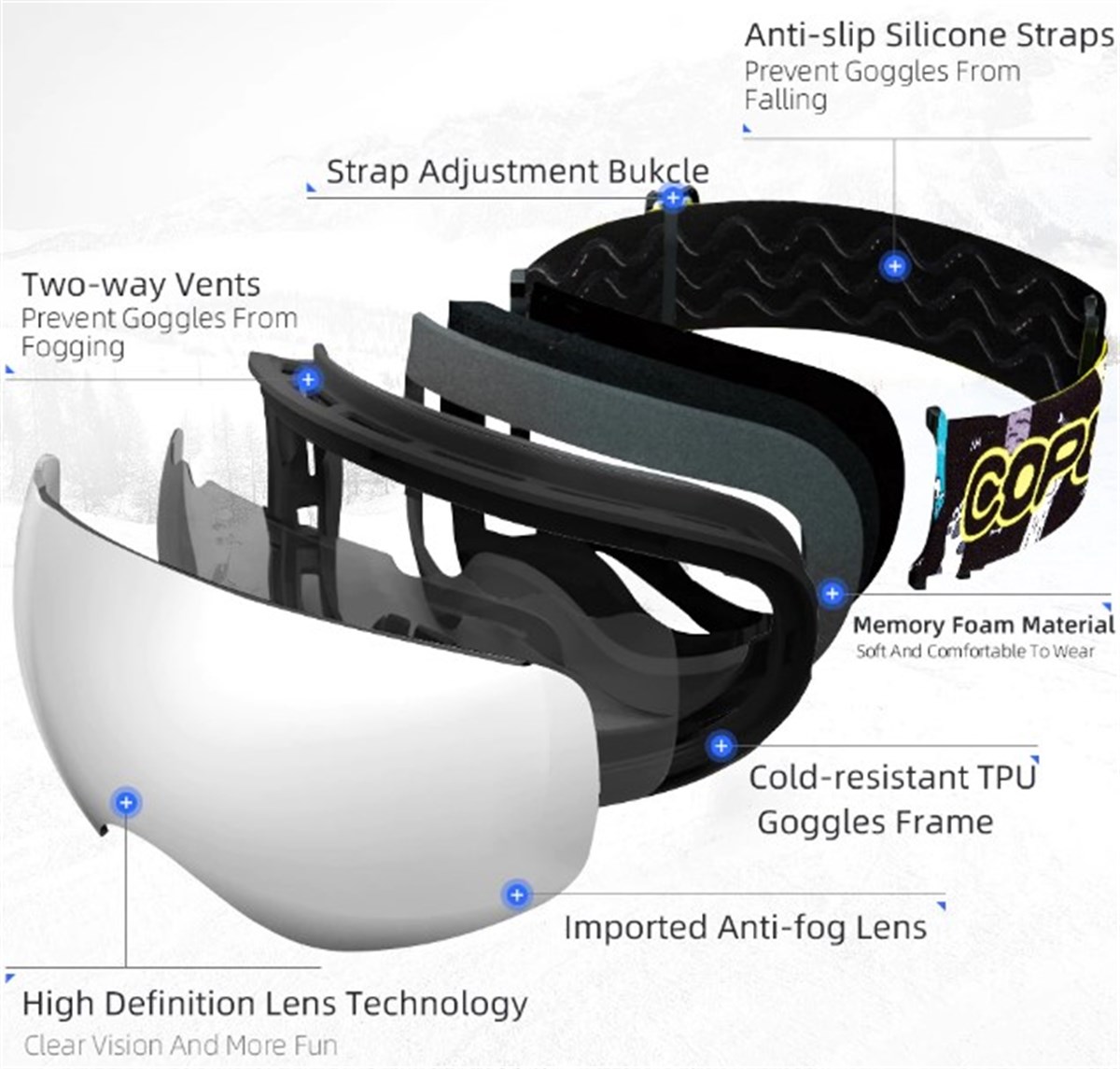  Tcherchi UV Korumalı Manyetik Kayak Gözlüğü