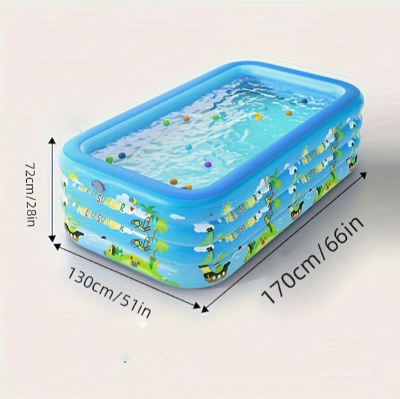 1 Paket Baskılı Üç Katlı Ve Dört Katlı Şişme Yüzme Havuzu Mavi 1.8 Metre Dört Katlı Bina