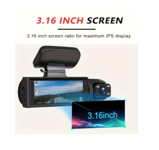 1080p Çift Kamera, Arabalar İçin Araç Kamerası, Ön Ve İç, Ir Gece Görüşlü, 8,03 Cm Ips Ekranlı Döngü Kayıt