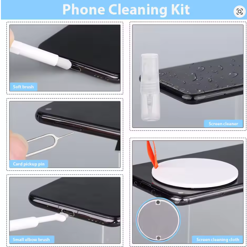 21'i 1 Arada Temizleme Kiti Klavye Kulakiçi Dizüstü Bilgisayar iPhone Şarj Bağlantı Noktası ve Ekran Kamera Lensi Bilgisayar Elektronik Temizleme Kiti