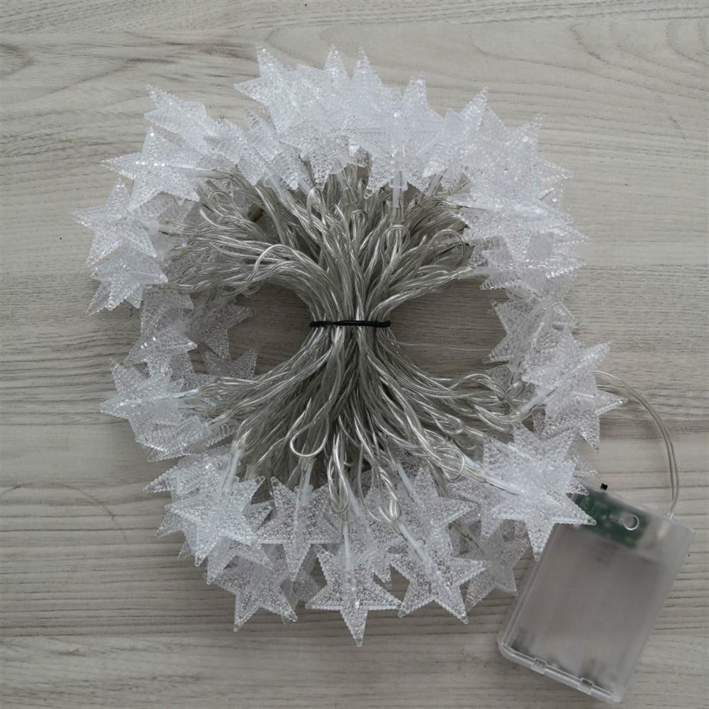 3 Metre 20 Led Işıklı Yıldız Desenli Led Işık - Beyaz