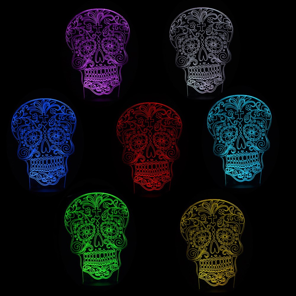 3D Akrilik Dekoratif Masa Lambası - Kafatası Desen