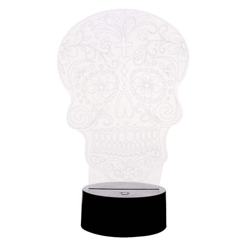3D Akrilik Dekoratif Masa Lambası - Kafatası Desen