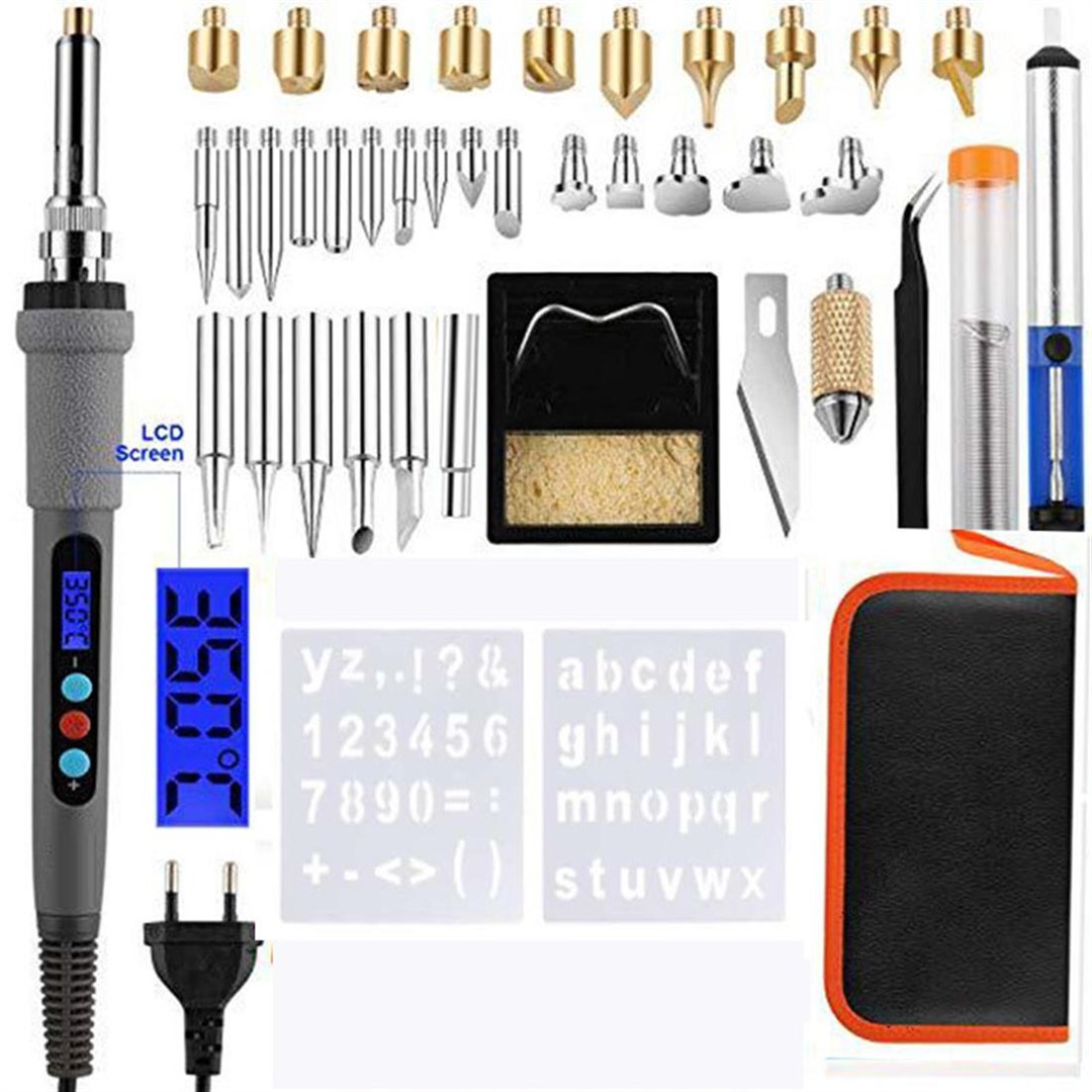 42 parçalı dijital ekran gravür demir seti sıcaklık kontrolü oyma aracı demir oyma aracı lehimleme seti aracı 
