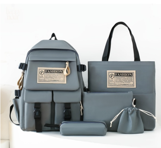 5 Parça Mektup Yama Dekor Sırt Çantası, 1 Takım Estetik Tiki Seyahat Sırt Çantası Okul Çantası, Tote Çanta Crossbody Çanta İpli Ve Kalem Kutusu