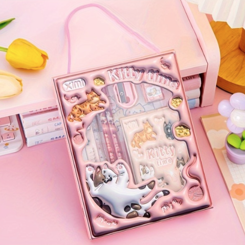 6 Parça Karikatür Kırtasiye Seti - Kurşun Kalem, Silgi, Kalemtıraş, Cetvel Ve Defter İle İdeal Okula Dönüş Hediyesi.78x14cm