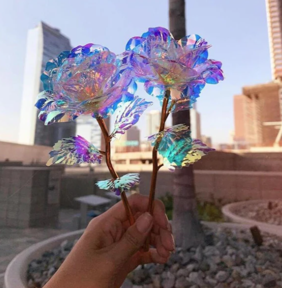 6 Parça Renkli Parlayan Led Işıklı Yapay Gül