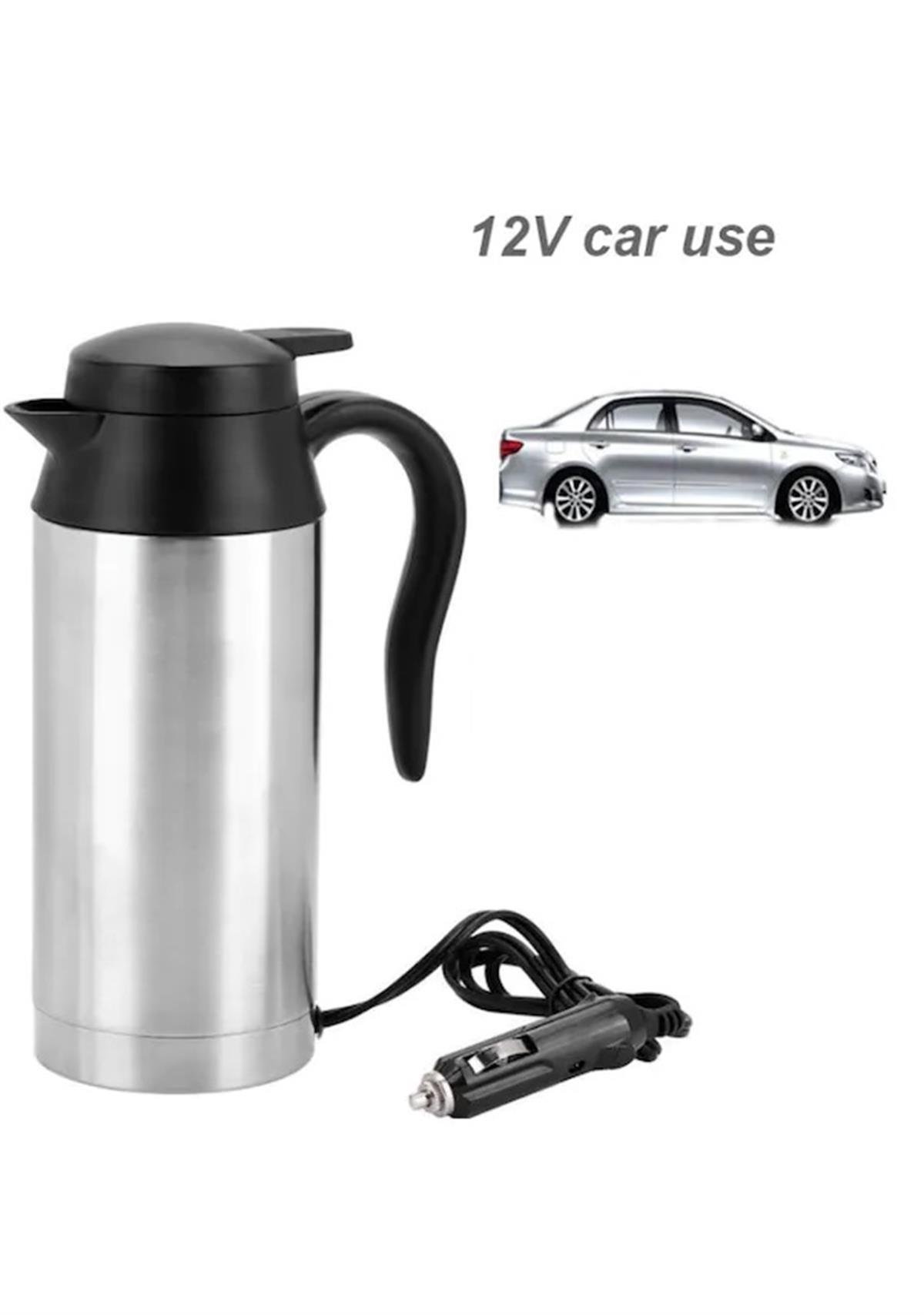 750ml Taşınabilir Paslanmaz Araba Elektrikli Su Isıtıcısı Gümüş 12V/120W