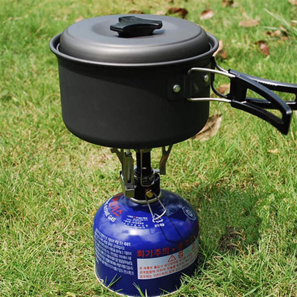 Açık Piknik Bütan Gaz Brülörü Taşınabilir Kamp Mini Çelik Soba Başlığı Siyah