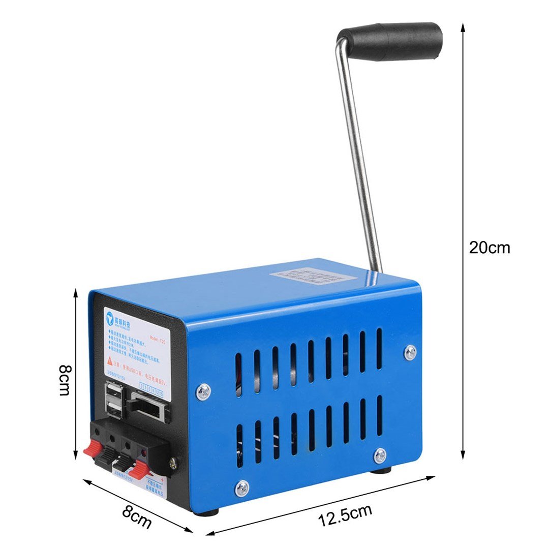 Acil Taşınabilir Manuel Jeneratör El Krank Jeneratörü İnvertör Mavi