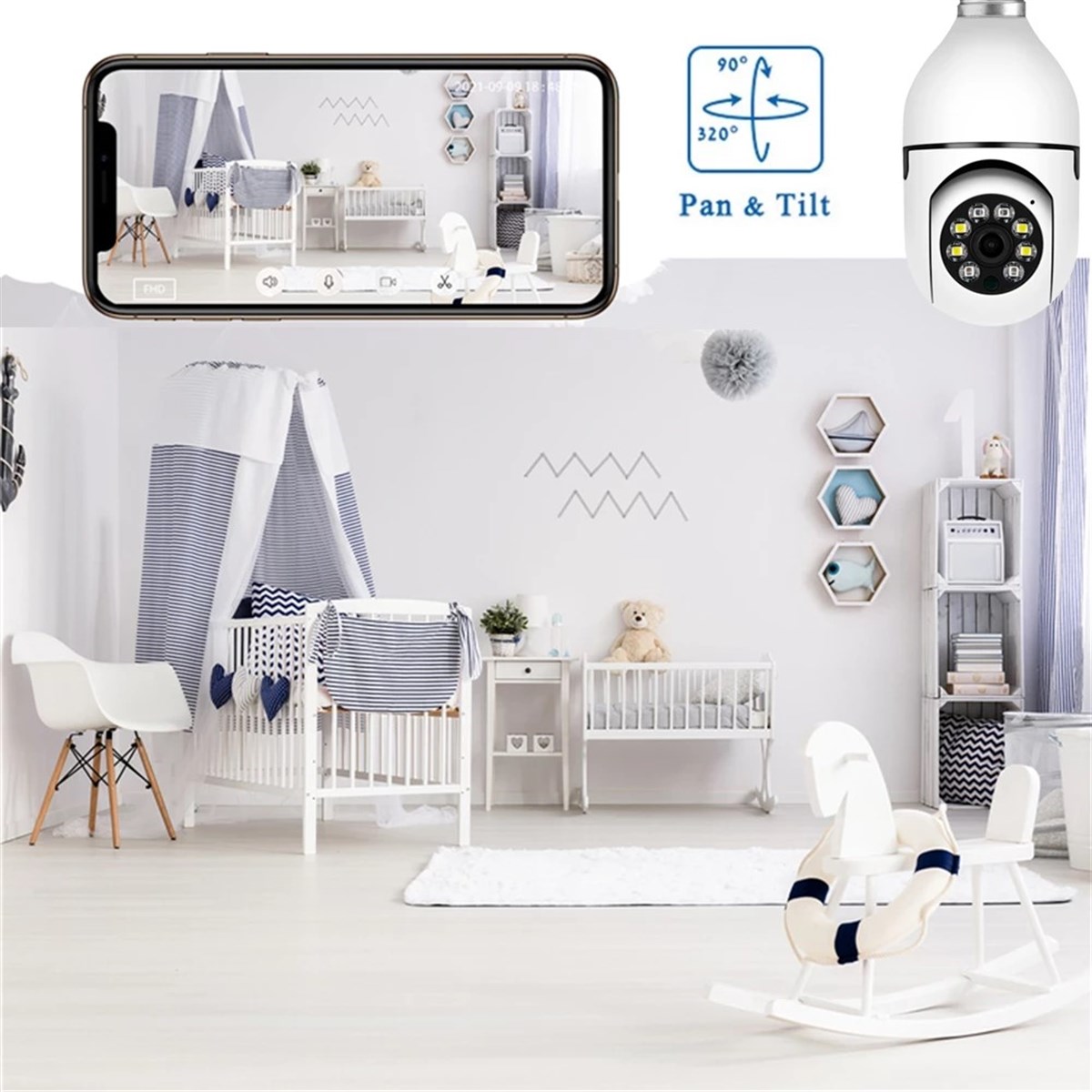 Akıllı Kablosuz WIFI Tam Renkli Ampul HD 1080P Gece Görüşlü Güvenlik Kamerası