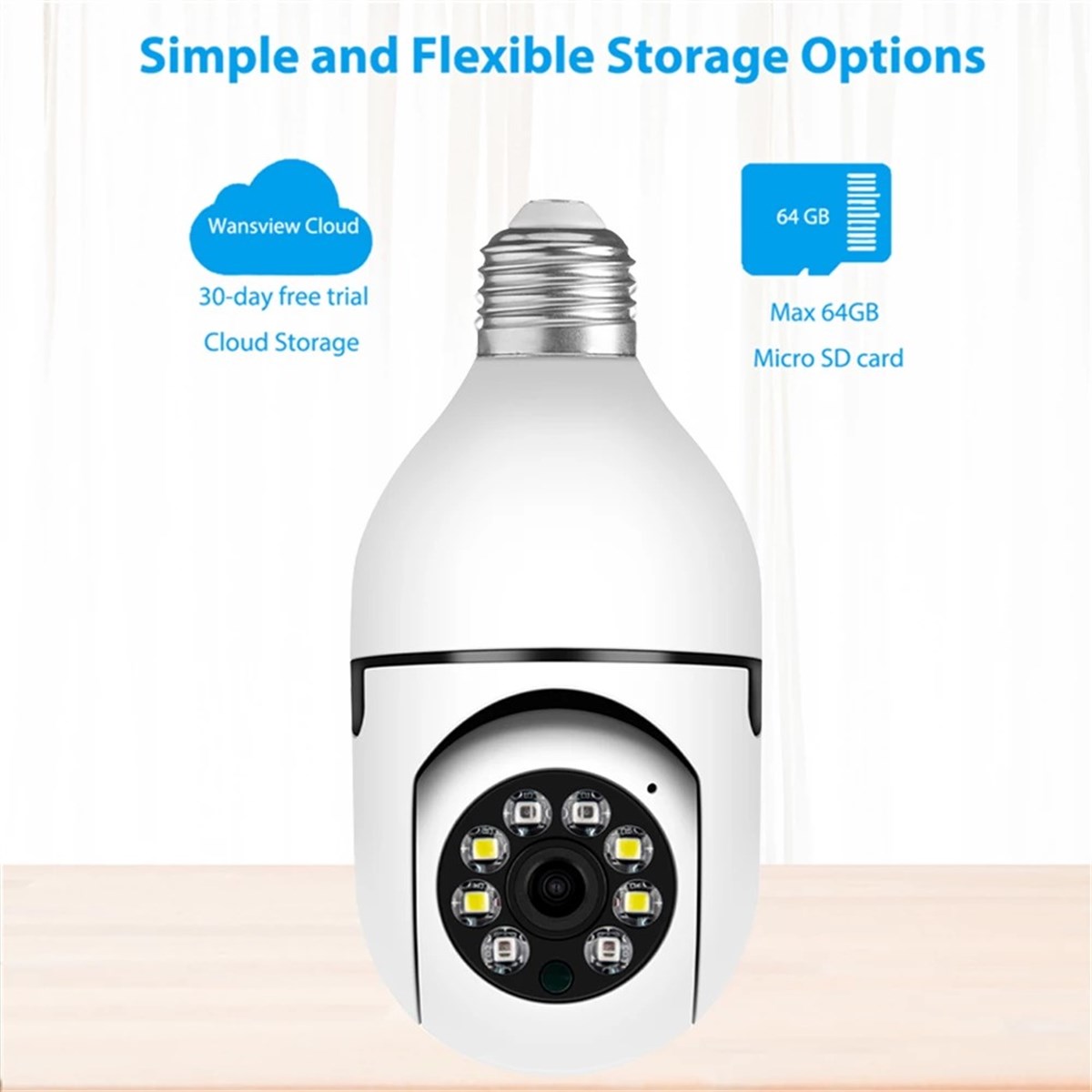 Akıllı Kablosuz WIFI Tam Renkli Ampul HD 1080P Gece Görüşlü Güvenlik Kamerası