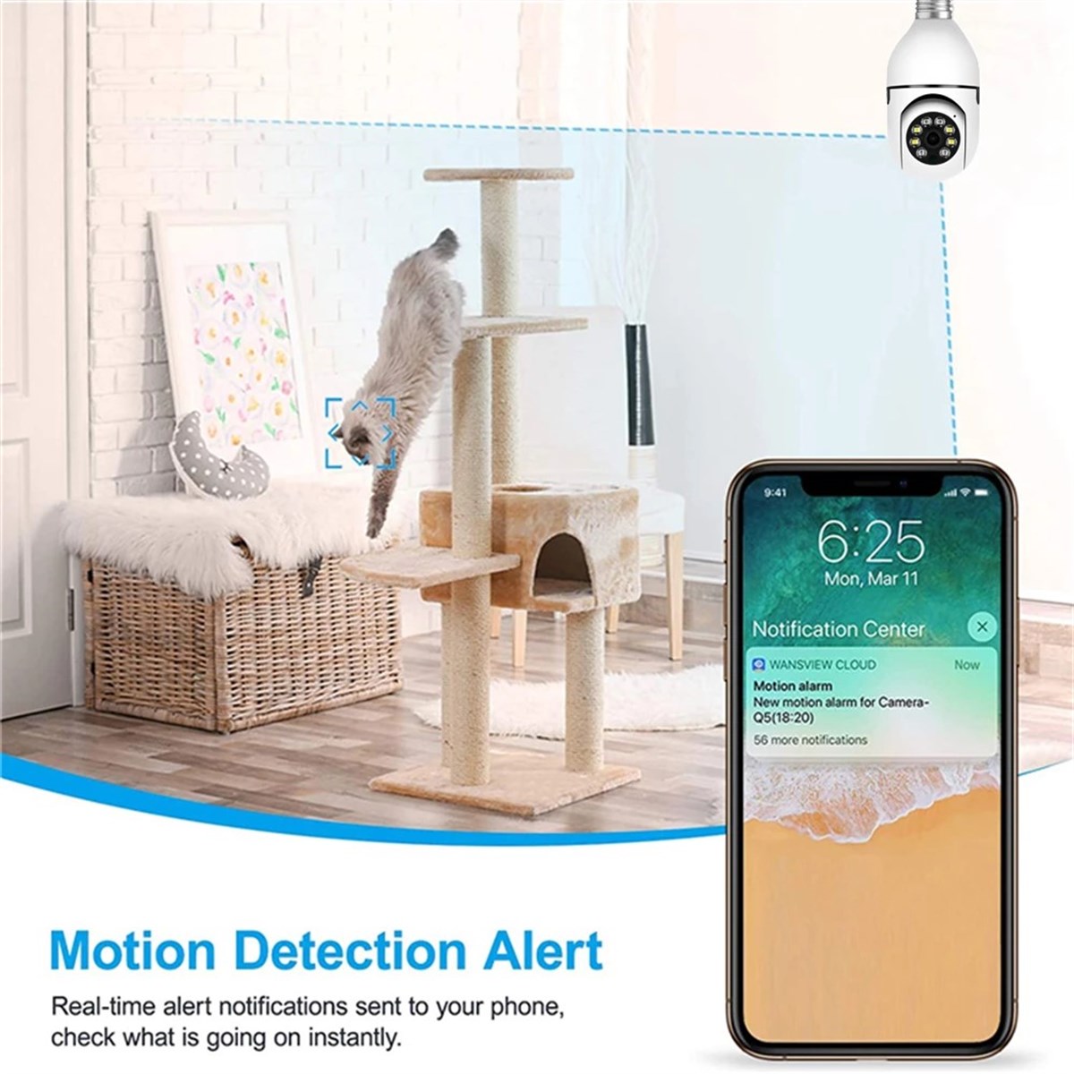 Akıllı Kablosuz WIFI Tam Renkli Ampul HD 1080P Gece Görüşlü Güvenlik Kamerası