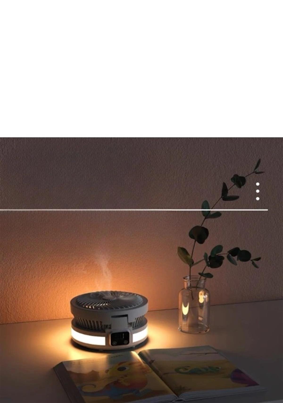 Akıllı Şarjlı Taşınabilir Masaüstü Duvara Monte Difüzör Masa Lambalı Vantilatör