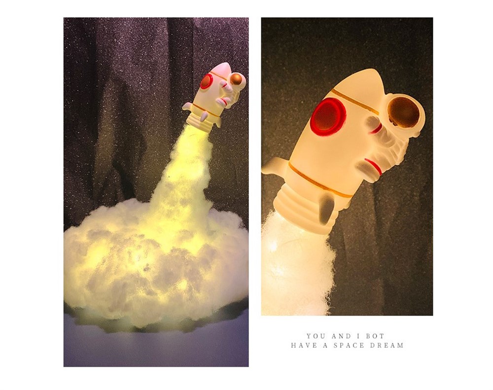 Astranot İle Roket Tasarımlı Led Gece Lambası